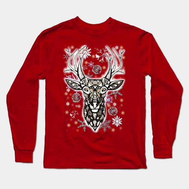 Christmas deer Long Sleeve T-Shirt by Lamink